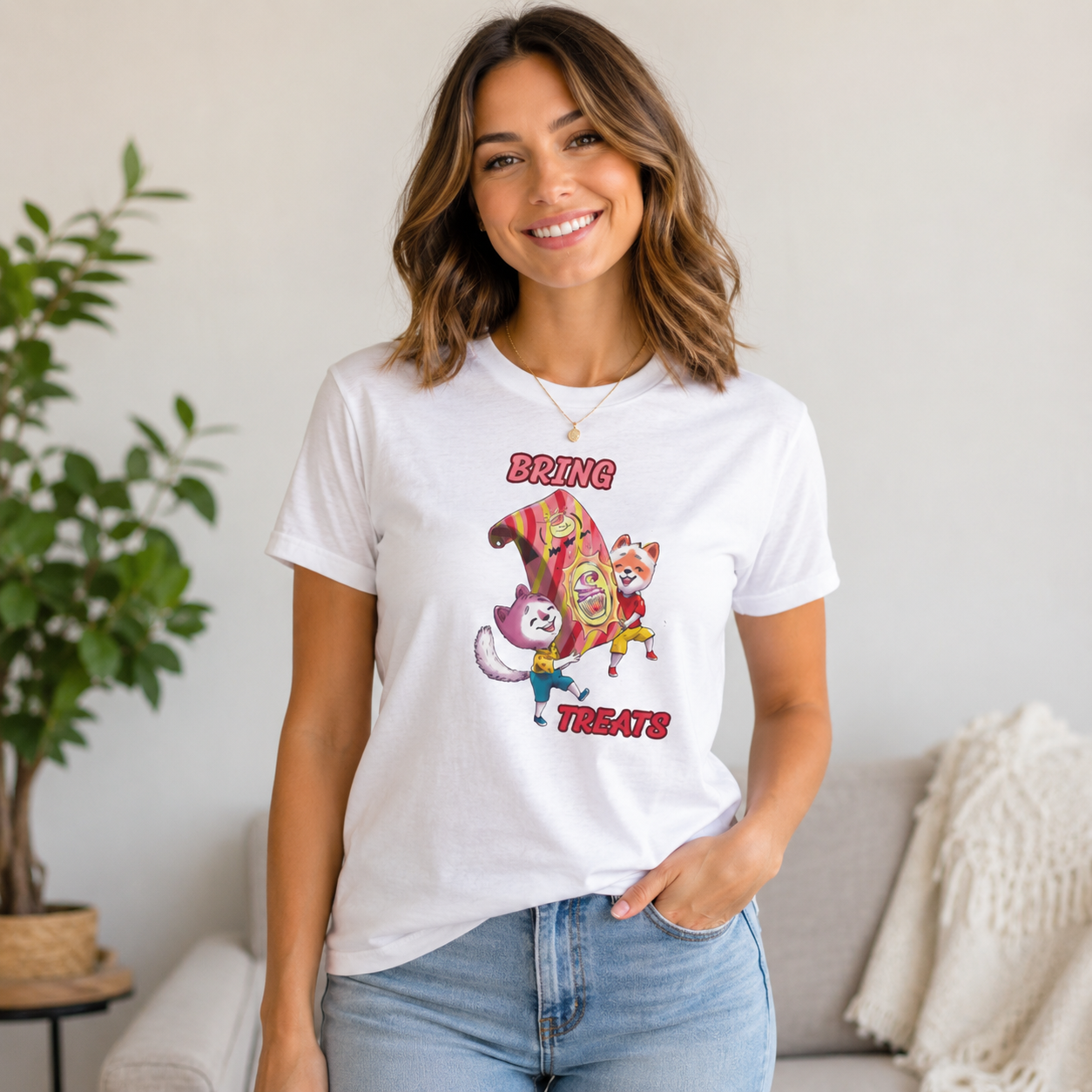 Bring Treats (Women’s Tee) - S / Tri-Blend Heather White - T-Shirt
