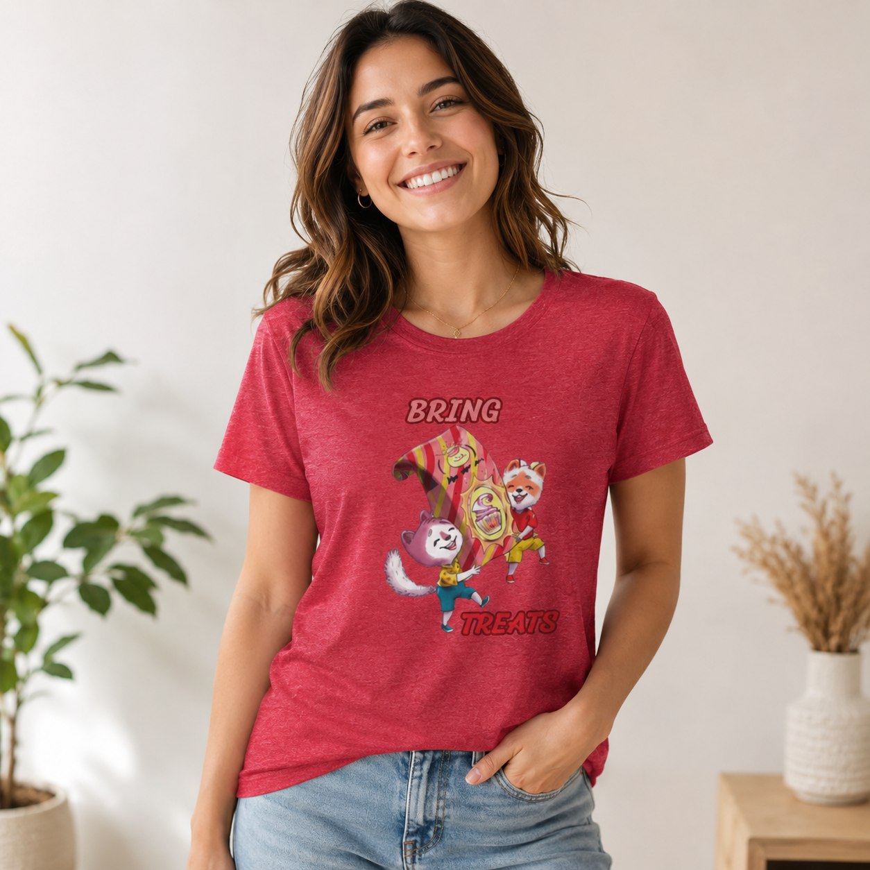 Bring Treats (Women’s Tee) - S / Tri-Blend Vintage Red - T-Shirt