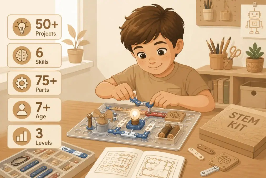 Professional illustration showing gifts for 7 year olds