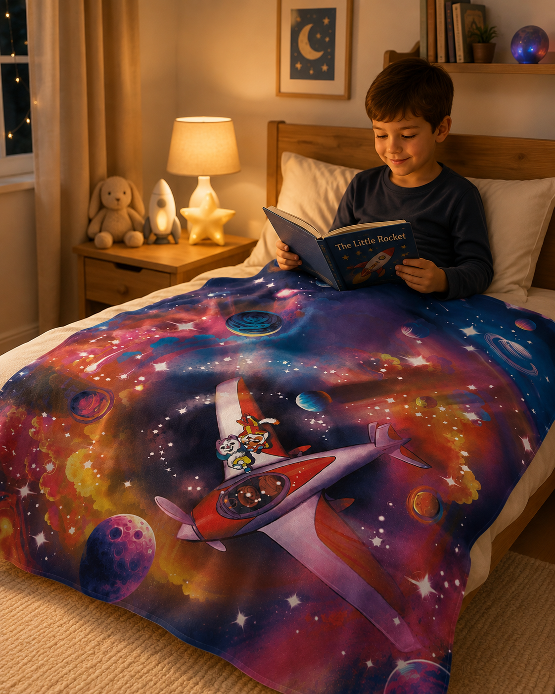 Miso and Kili Under the Stars Plush Blanket - 50’’ × 60’’ - All Over Prints