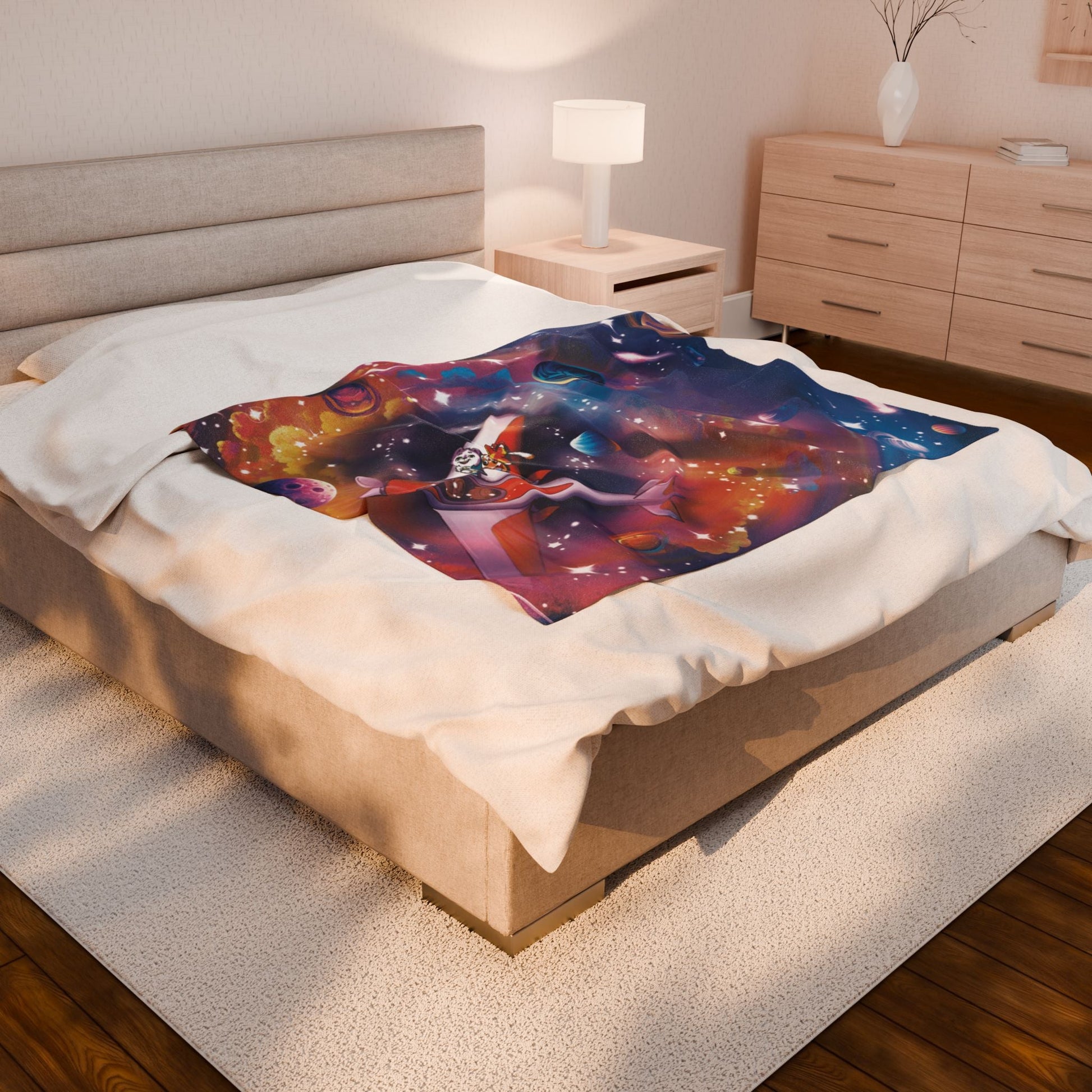 Miso and Kili Under the Stars Plush Blanket - 50’’ × 60’’ - All Over Prints