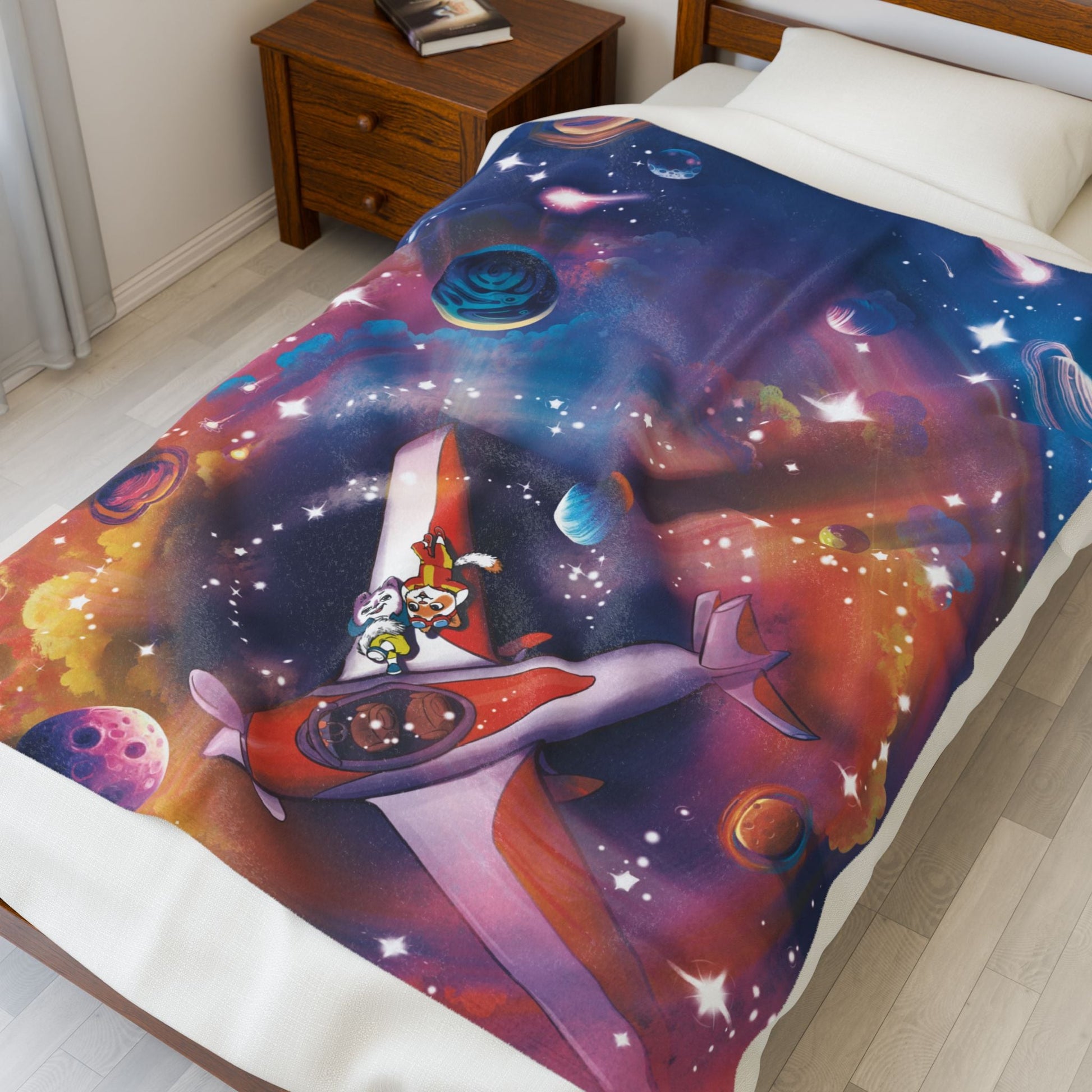Miso and Kili Under the Stars Plush Blanket - 50’’ × 60’’ - All Over Prints
